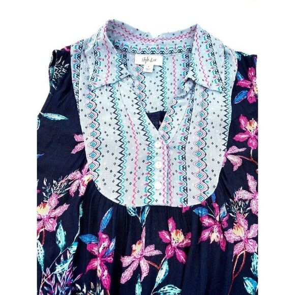 Style & Co Blue Sleeveless Floral Top‎ size XL NEW - Picture 3 of 8